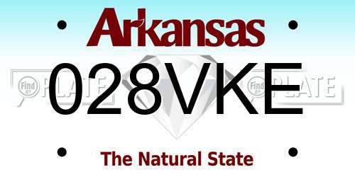 028VKE Arkansas License Plate
