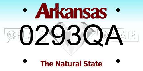 0293QA Arkansas License Plate