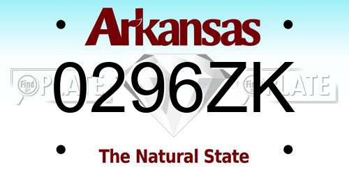 0296ZK Arkansas License Plate