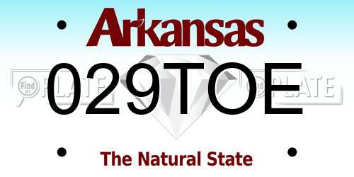029TOE Arkansas License Plate
