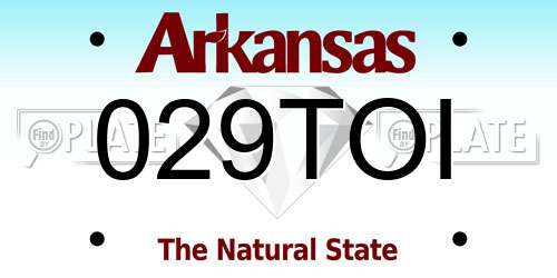 029TOI Arkansas License Plate