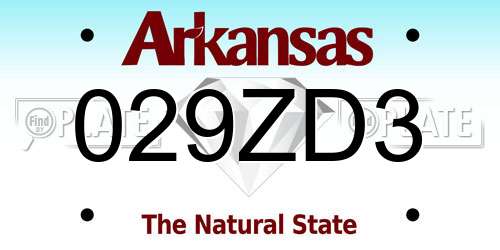 029ZD3 Arkansas License Plate