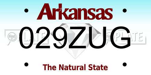 029ZUG Arkansas License Plate