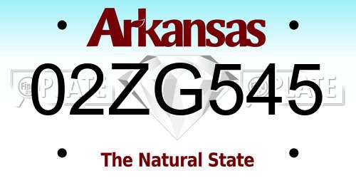 02ZG545 Arkansas License Plate