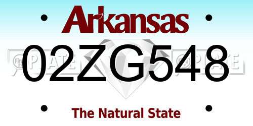 02ZG548 Arkansas License Plate