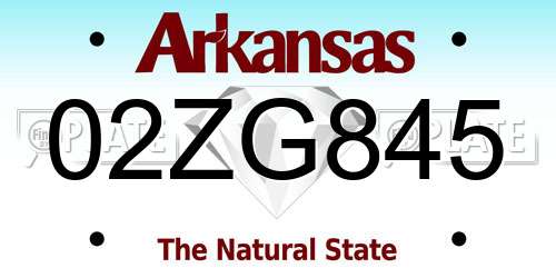 02ZG845 Arkansas License Plate