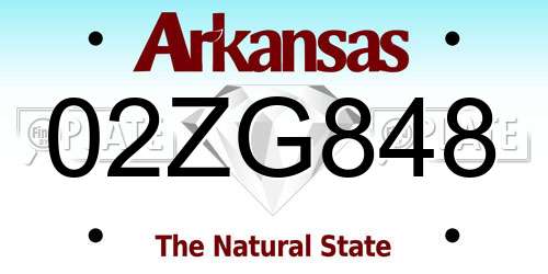 02ZG848 Arkansas License Plate