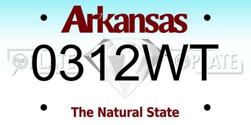 0312WT Arkansas License Plate
