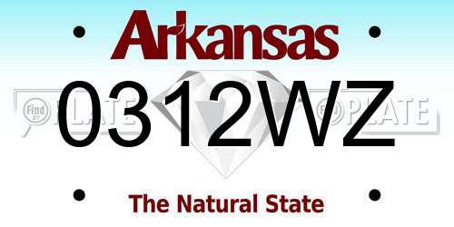 0312WZ Arkansas License Plate