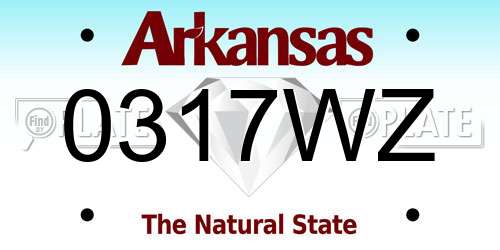 0317WZ Arkansas License Plate