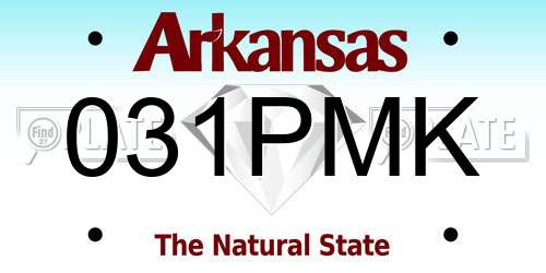 031PMK Arkansas License Plate