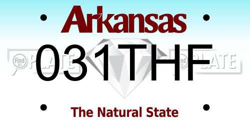 031THF Arkansas License Plate