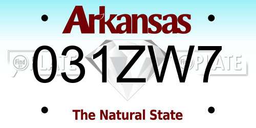031ZW7 Arkansas License Plate
