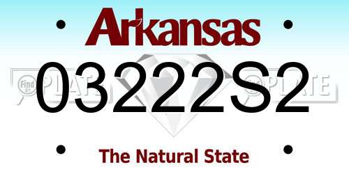 03222S2 Arkansas License Plate