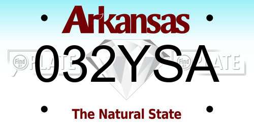 032YSA Arkansas License Plate