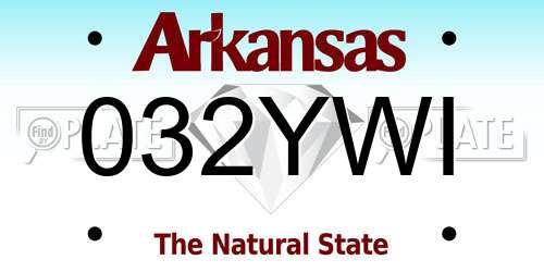 032YWI Arkansas License Plate