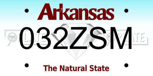 032ZSM Arkansas License Plate
