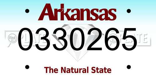 0330265 Arkansas License Plate