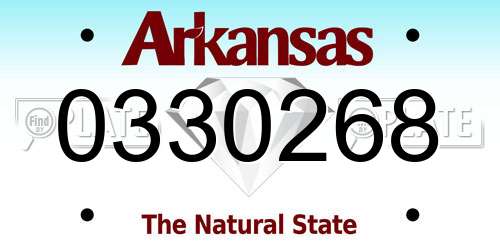 0330268 Arkansas License Plate
