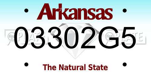 03302G5 Arkansas License Plate