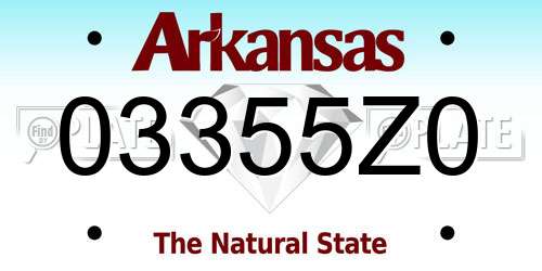 03355Z0 Arkansas License Plate