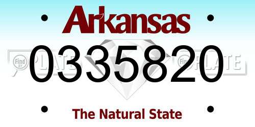 0335820 Arkansas License Plate