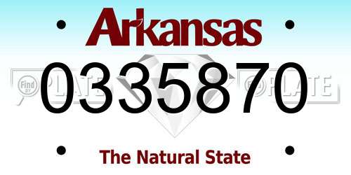 0335870 Arkansas License Plate