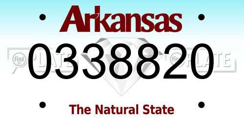 0338820 Arkansas License Plate