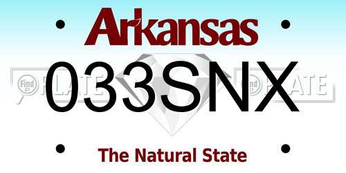033SNX Arkansas License Plate
