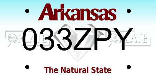 033ZPY Arkansas License Plate