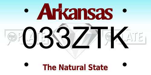 033ZTK Arkansas License Plate