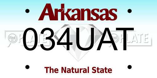 034UAT Arkansas License Plate
