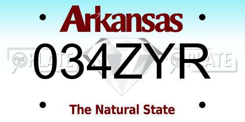 034ZYR Arkansas License Plate