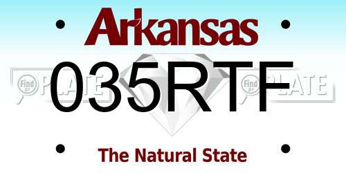 035RTF Arkansas License Plate