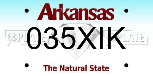 035XIK Arkansas License Plate