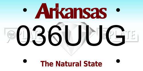 036UUG Arkansas License Plate