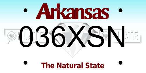 036XSN Arkansas License Plate