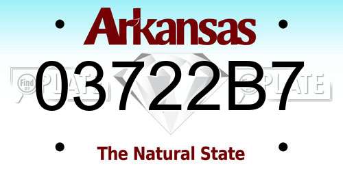 03722B7 Arkansas License Plate