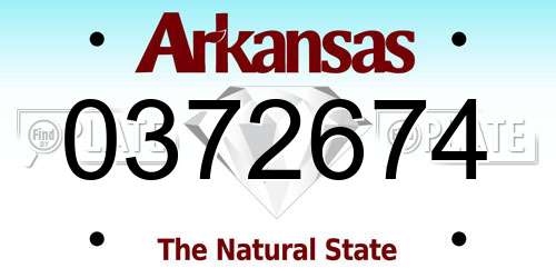 0372674 Arkansas License Plate