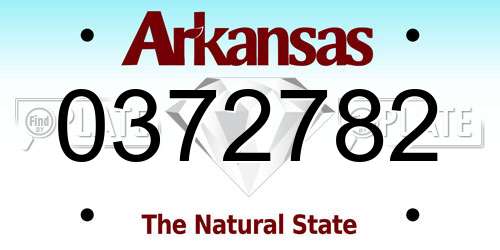 0372782 Arkansas License Plate