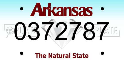 0372787 Arkansas License Plate