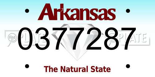 0377287 Arkansas License Plate