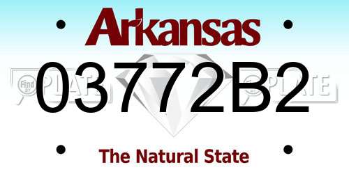 03772B2 Arkansas License Plate
