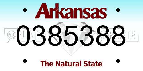 0385388 Arkansas License Plate