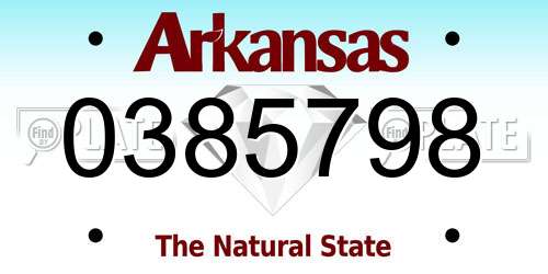 0385798 Arkansas License Plate
