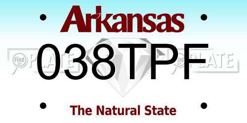 038TPF Arkansas License Plate
