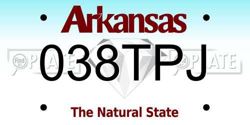 038TPJ Arkansas License Plate