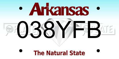 038YFB Arkansas License Plate