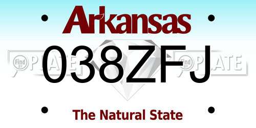 038ZFJ Arkansas License Plate