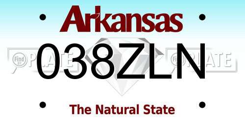 038ZLN Arkansas License Plate